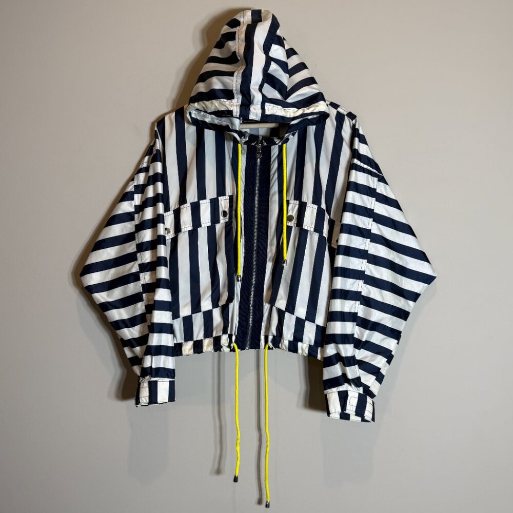 Zara Basic Striped Hooded Lightweight Cropped Jac… - image 6